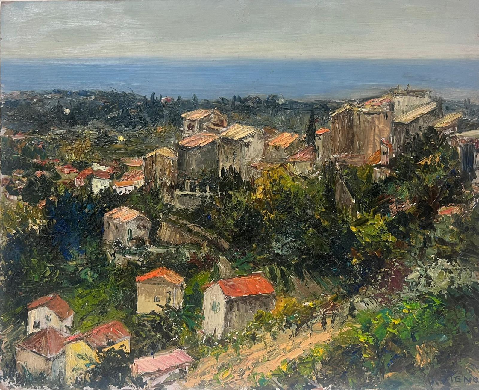 Josine Vignon Figurative Painting - 1950s French Post Impressionist Oil Painting Cagnes sur Mer South of France