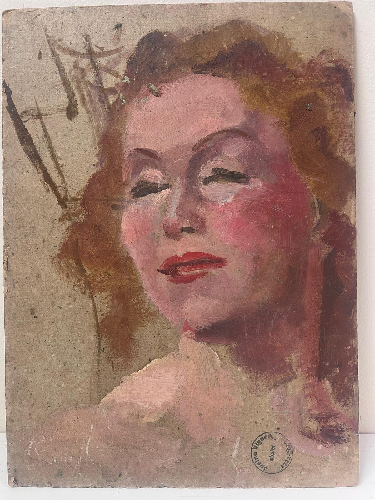 1950s French Post Impressionist Oil Painting Portrait of a Man Double Sided Work For Sale 2