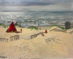 1950s French Post Impressionist Oil Sun Kissed Sea & Sandy Beach Landscape