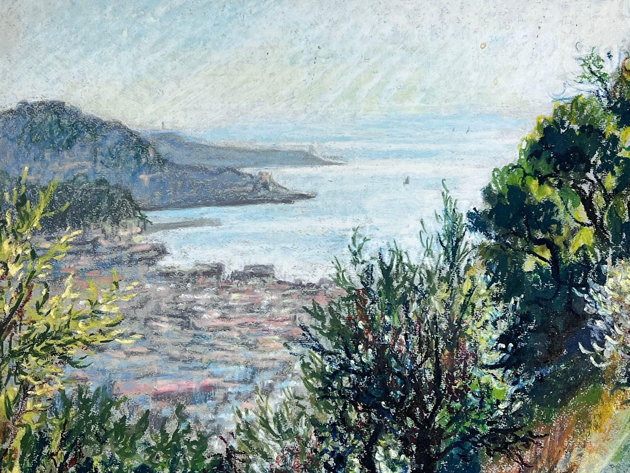 1950s French Post Impressionist Provencal Olive Grove Hill Seascape  For Sale 9