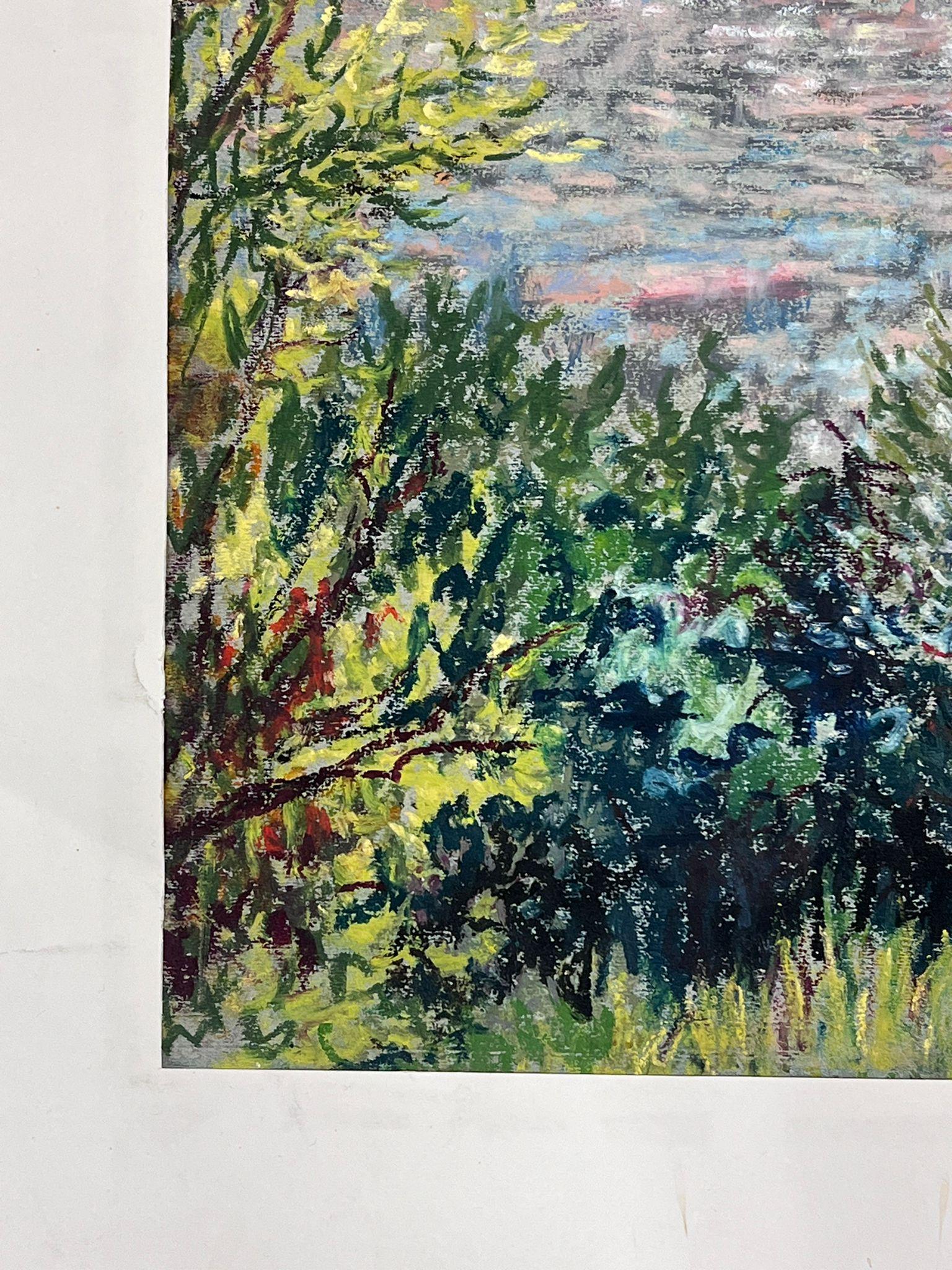 1950s French Post Impressionist Provencal Olive Grove Hill Seascape  For Sale 1