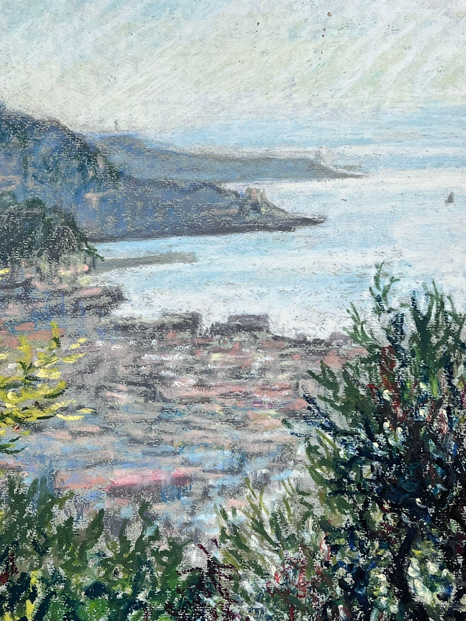1950s French Post Impressionist Provencal Olive Grove Hill Seascape  For Sale 3
