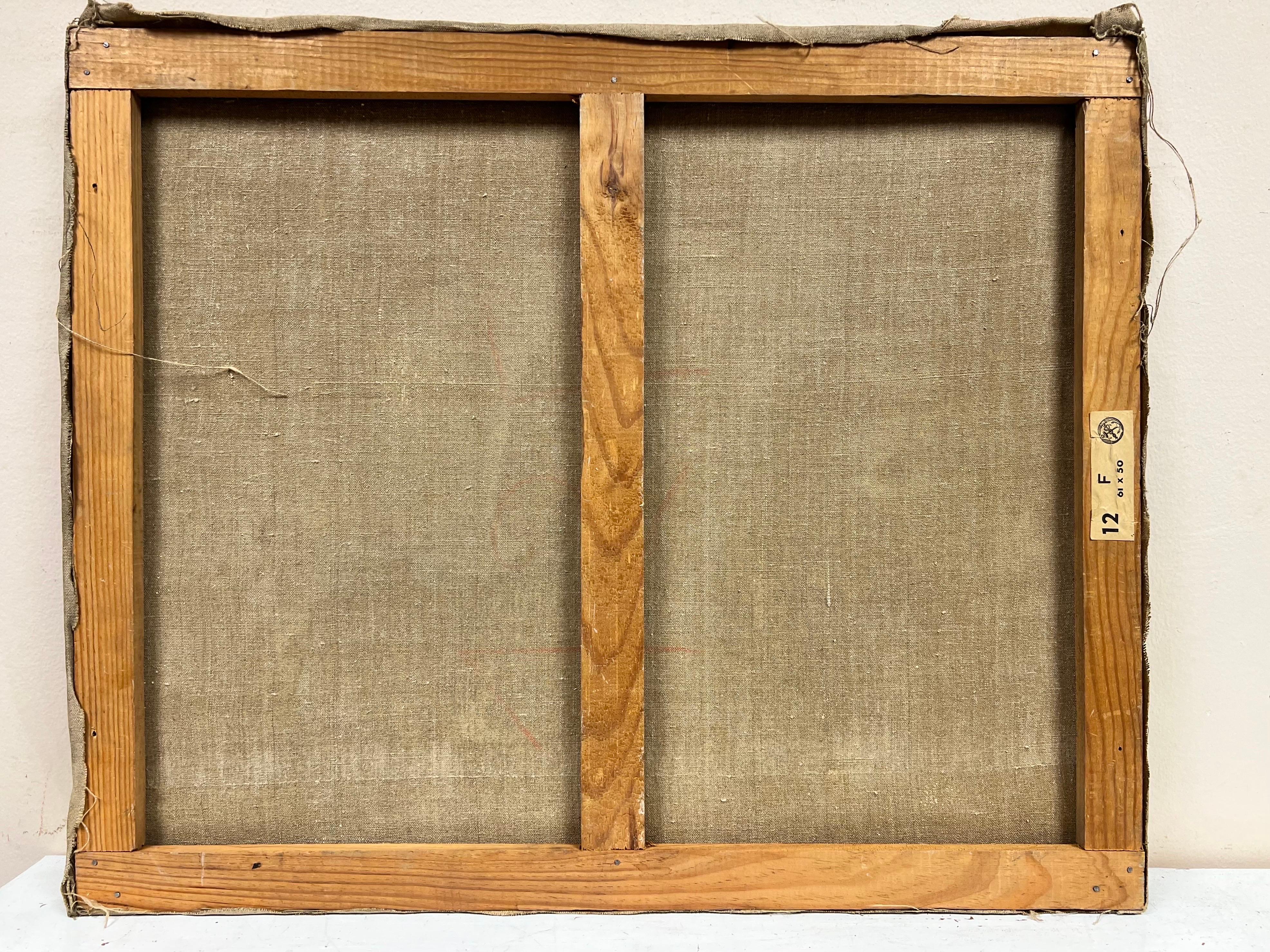1950's Óleo Francés Post Impresionista Firmado Paisaje y Campos Verdes en venta 2