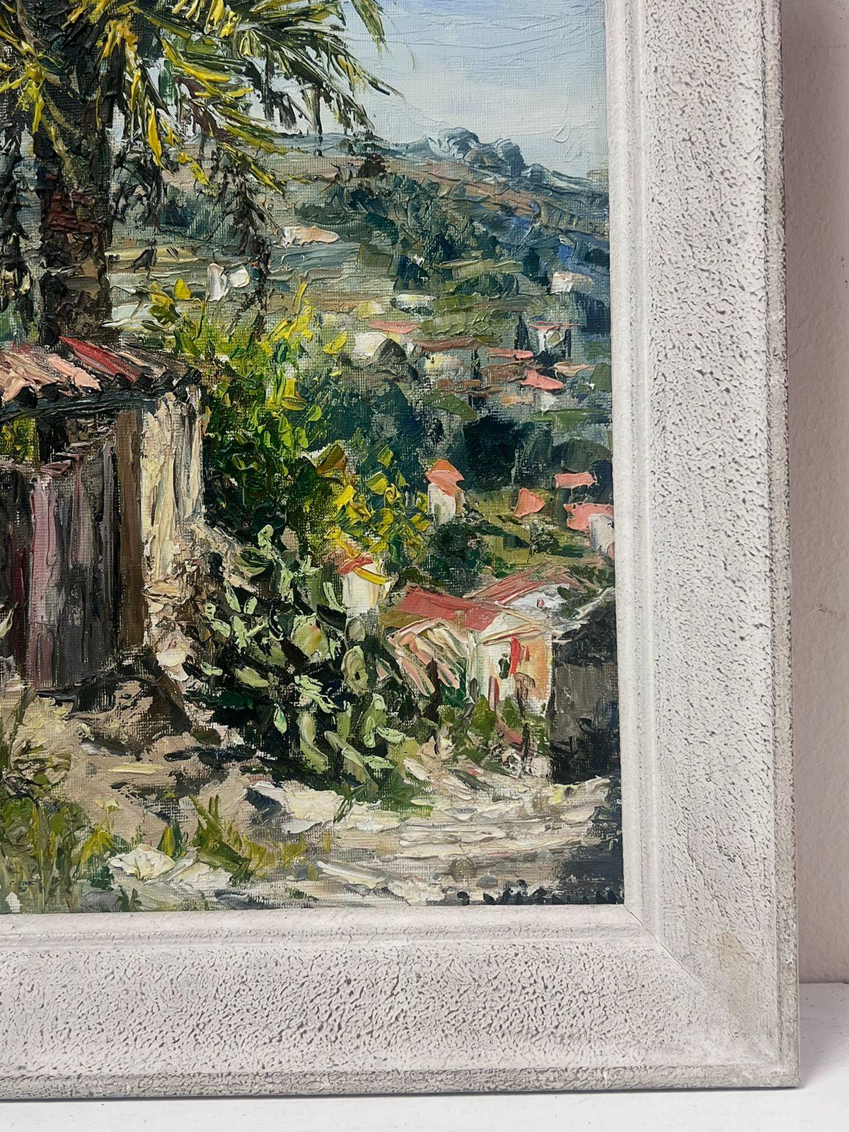 1960’s French Oil Painting Exotic Summers Day Cagnes Sur Mer Landscape  For Sale 1