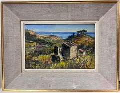 1960s French Post Impressionist Oil Cagnes Sur Mer French Coastline Landscape