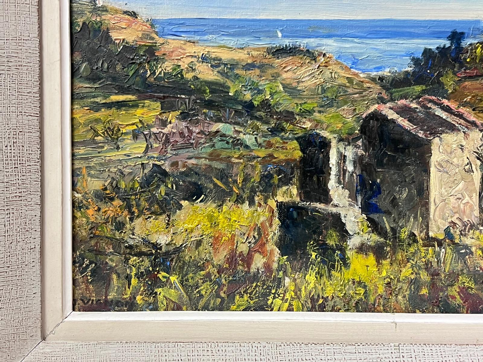 1960s French Post Impressionist Oil Cagnes Sur Mer French Coastline Landscape For Sale 2