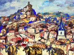 1960er Jahre Französisch Post Impressionist Ölgemälde Provence Hill Top Landschaft