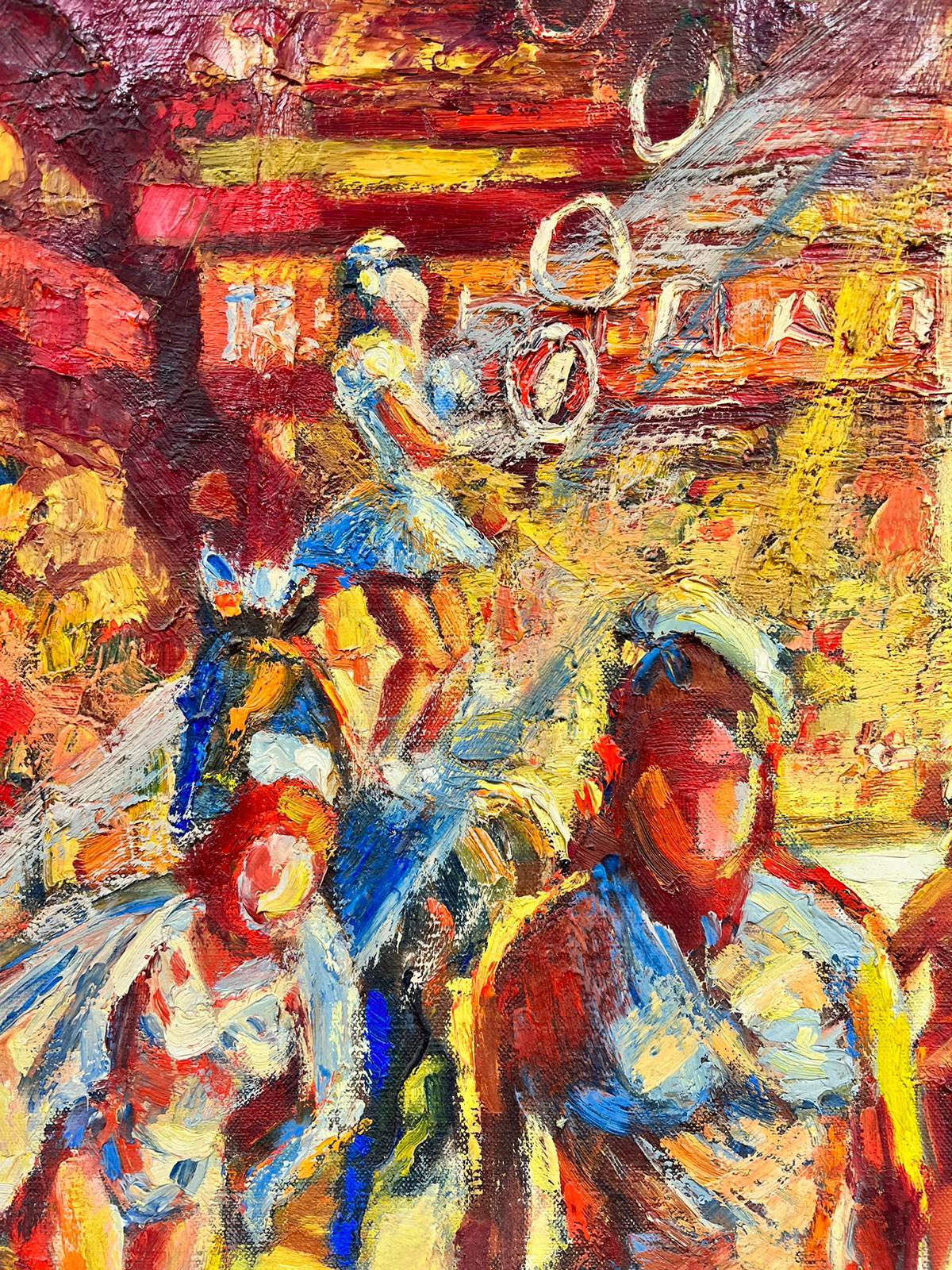 Olio post impressionista francese degli anni '60 Gli artisti del circo Montparnasse Cornice - Painting Postimpressionismo di Josine Vignon