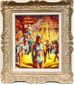 Retro 1960's French Post Impressionist Oil The Circus Performers Montparnasse Frame