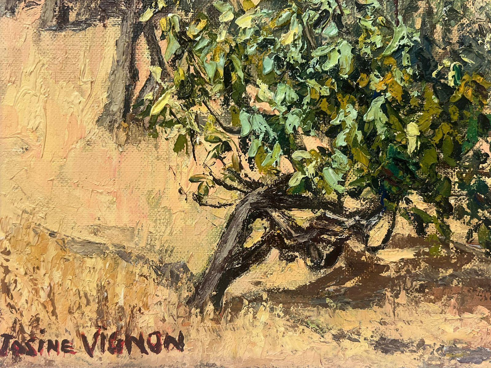 Huile post-impressionniste française des années 1960, signée Olive Groves in Dry Heat Landscape en vente 1