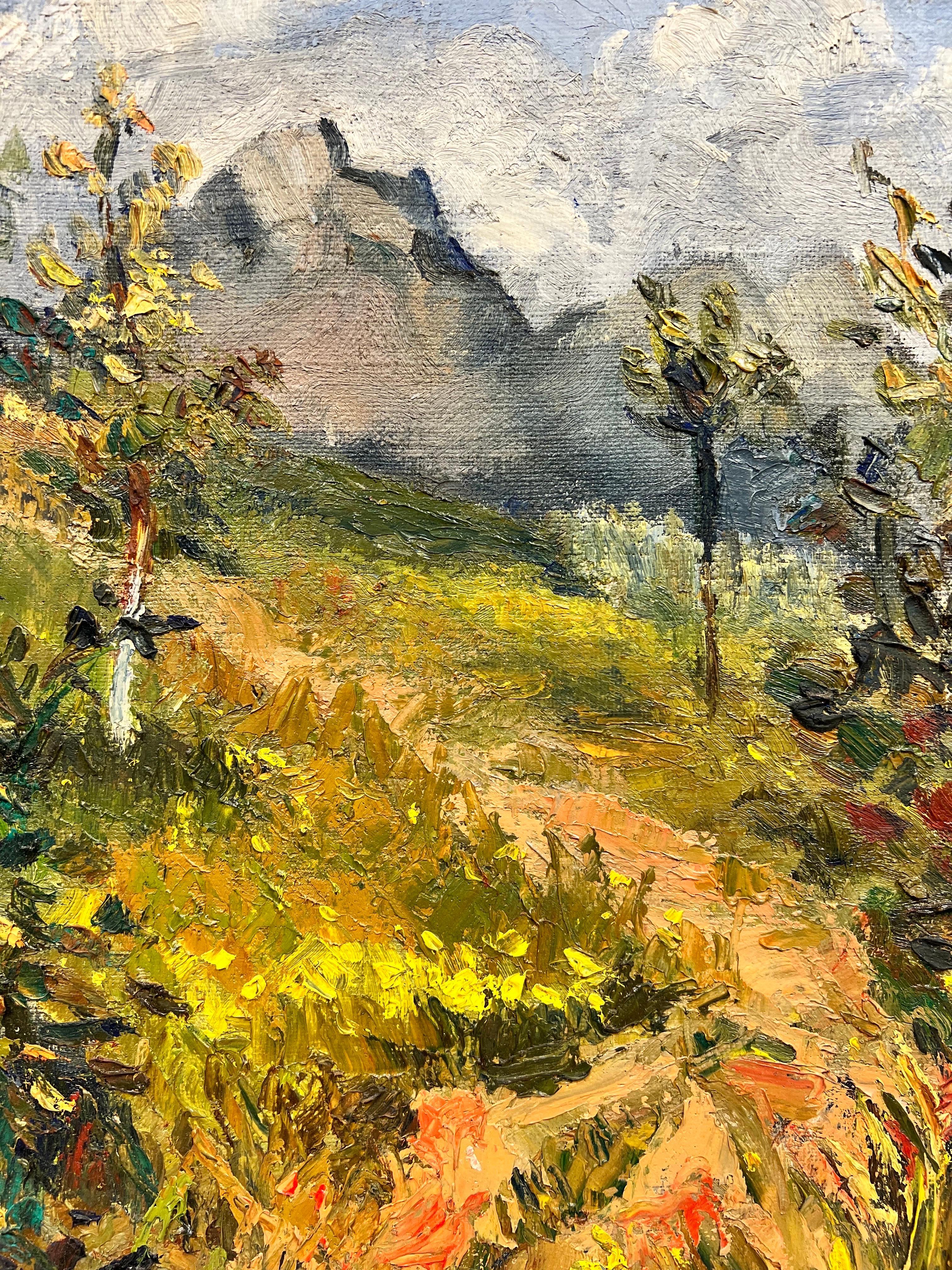 1960's French Post Impressionist Signed Oil Provencal Rugged Landscape Thick Oil - Painting by Josine Vignon