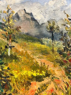 1960's French Post Impressionist Signed Oil Provencal Rugged Landscape Thick Oil