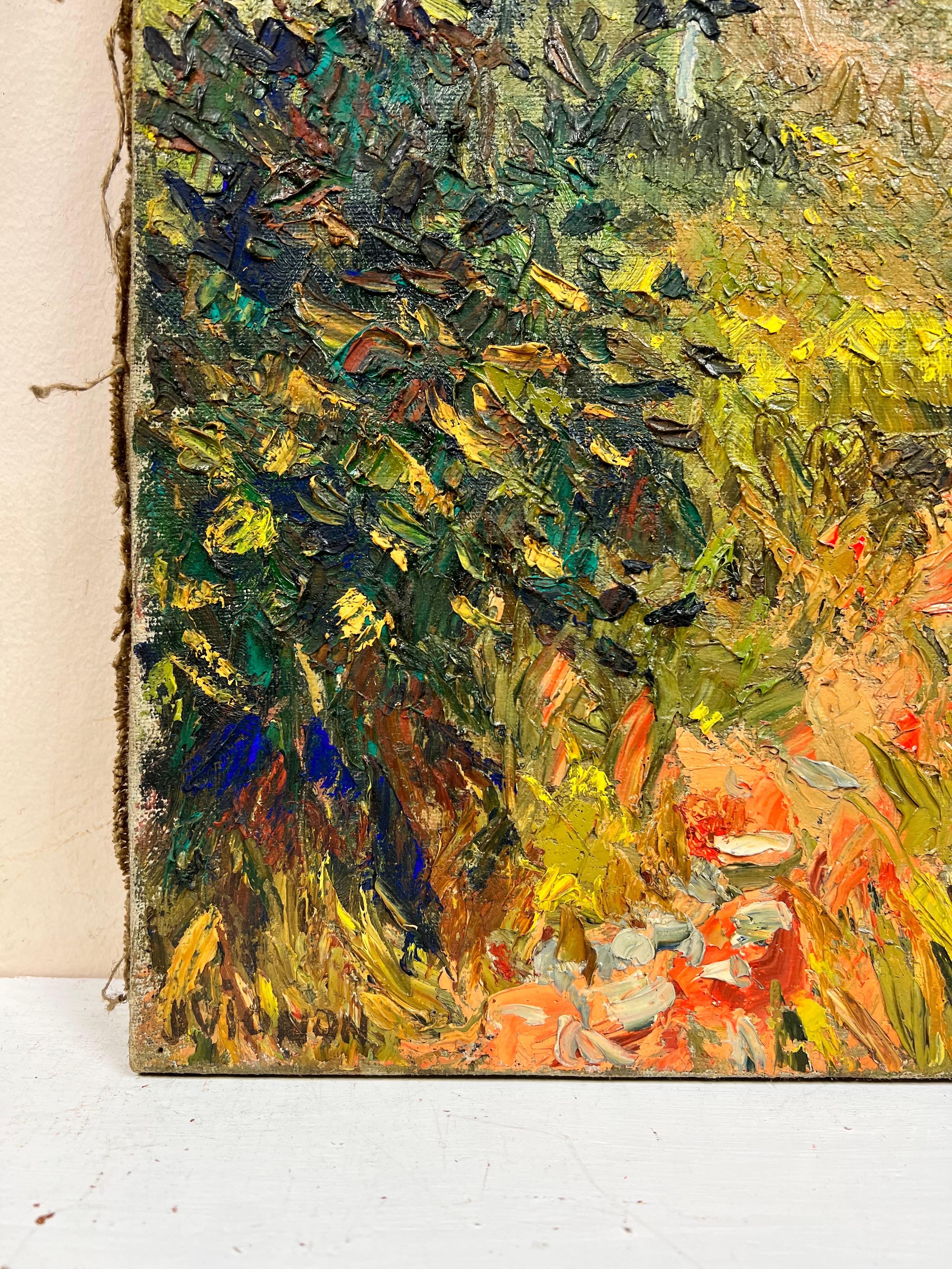 1960's French Post Impressionist Signed Oil Provencal Rugged Landscape Thick Oil - Post-Impressionist Painting by Josine Vignon