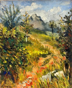 1960's French Post Impressionist Signed Oil Provencal Rugged Landscape Thick Oil