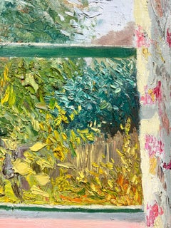 1970's View From The Window Interior Scene French Post Impressionist Signed Oil