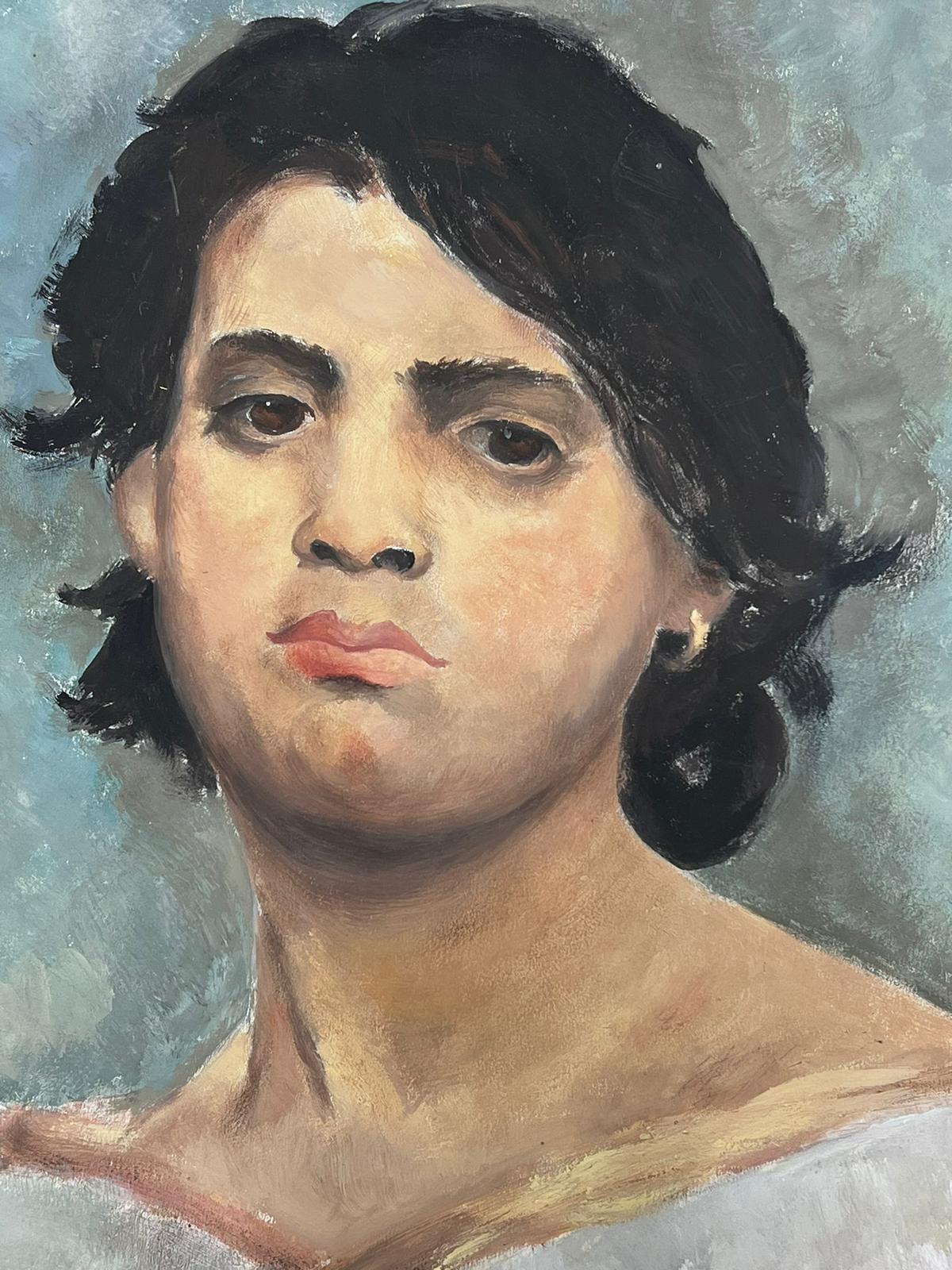 Portrait de femme à la tête et aux épaules du 20e siècle - Impressionnisme Painting par Josine Vignon