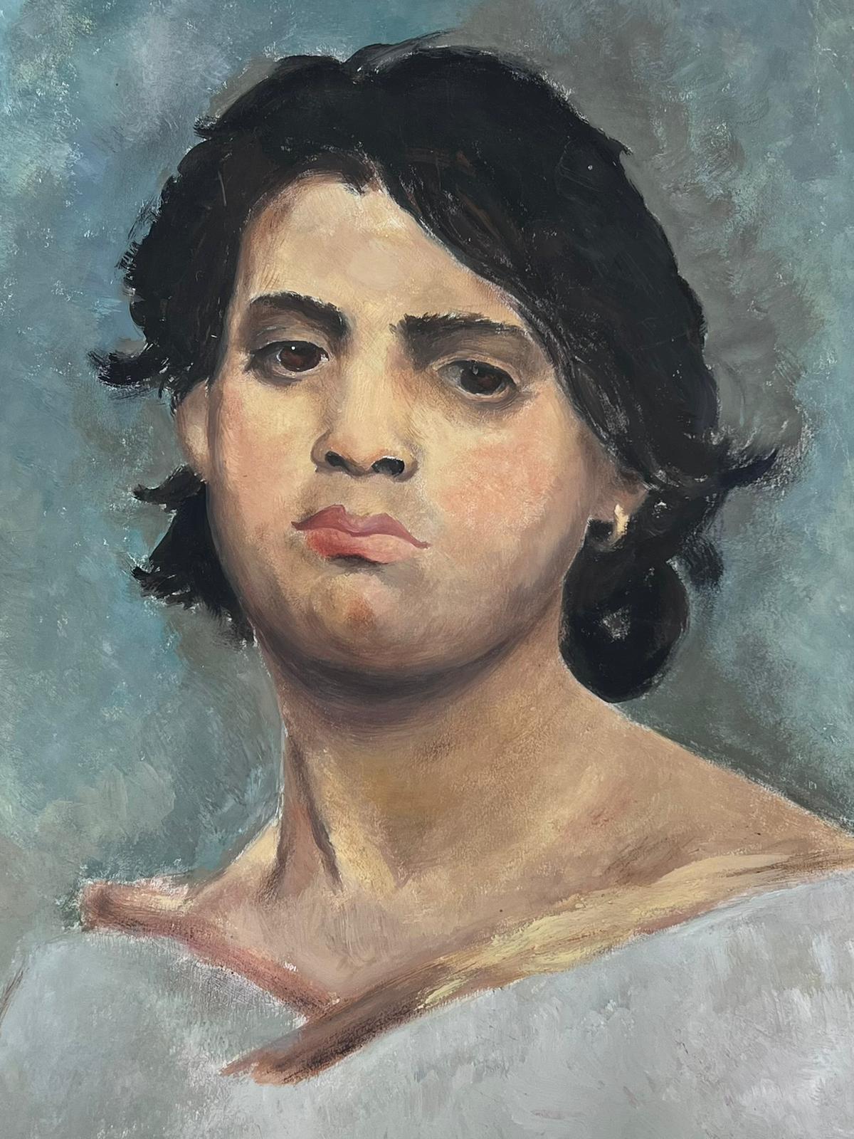 Josine Vignon Figurative Painting - 20th Century Portrait of Woman Head & Shoulders Study