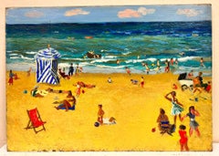 A Fun Day At The Beach In A Hot Summer Day Thick Impasto Oil