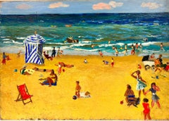 A Fun Day At The Beach In A Hot Summer Day Thick Impasto Oil