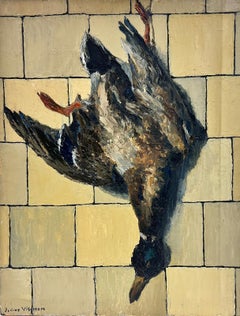 A Hanging Mallard Duck Thick Oil Impasto Animal Portrait