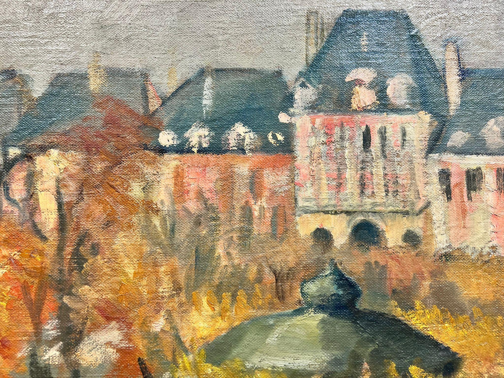 Autumn At Le Maris Park Paris Landscape French Post Impressionist Signed Oil  - Post-Impressionist Painting by Josine Vignon