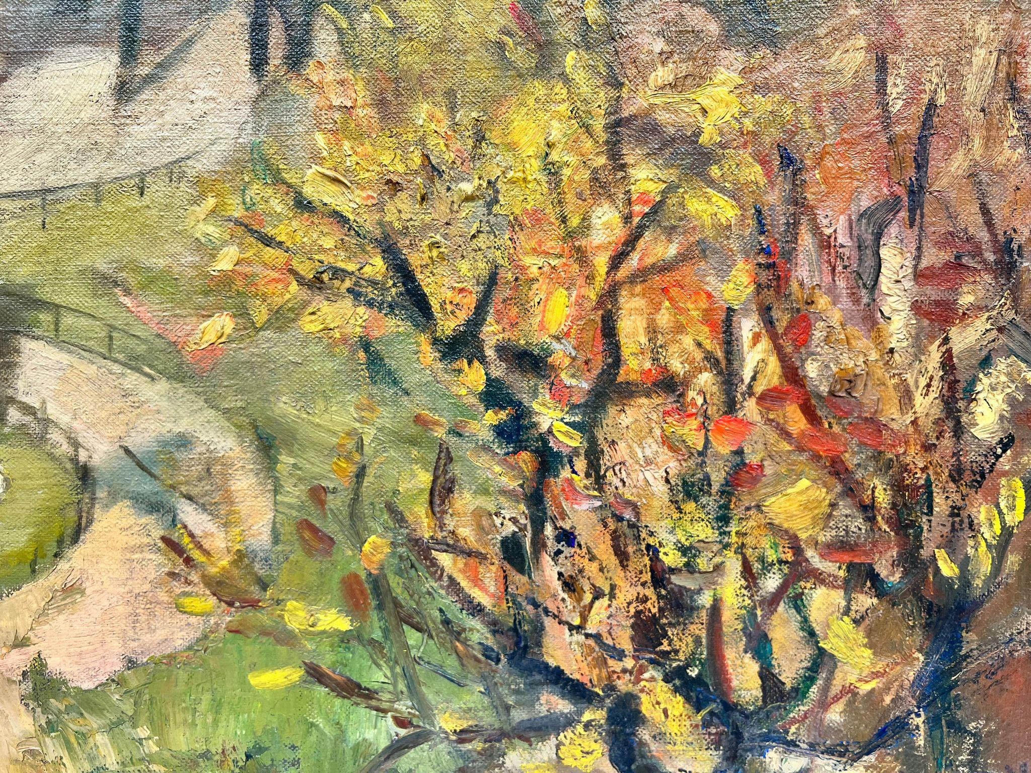 Autumn At Le Maris Park Paris Landscape French Post Impressionist Signed Oil  For Sale 2