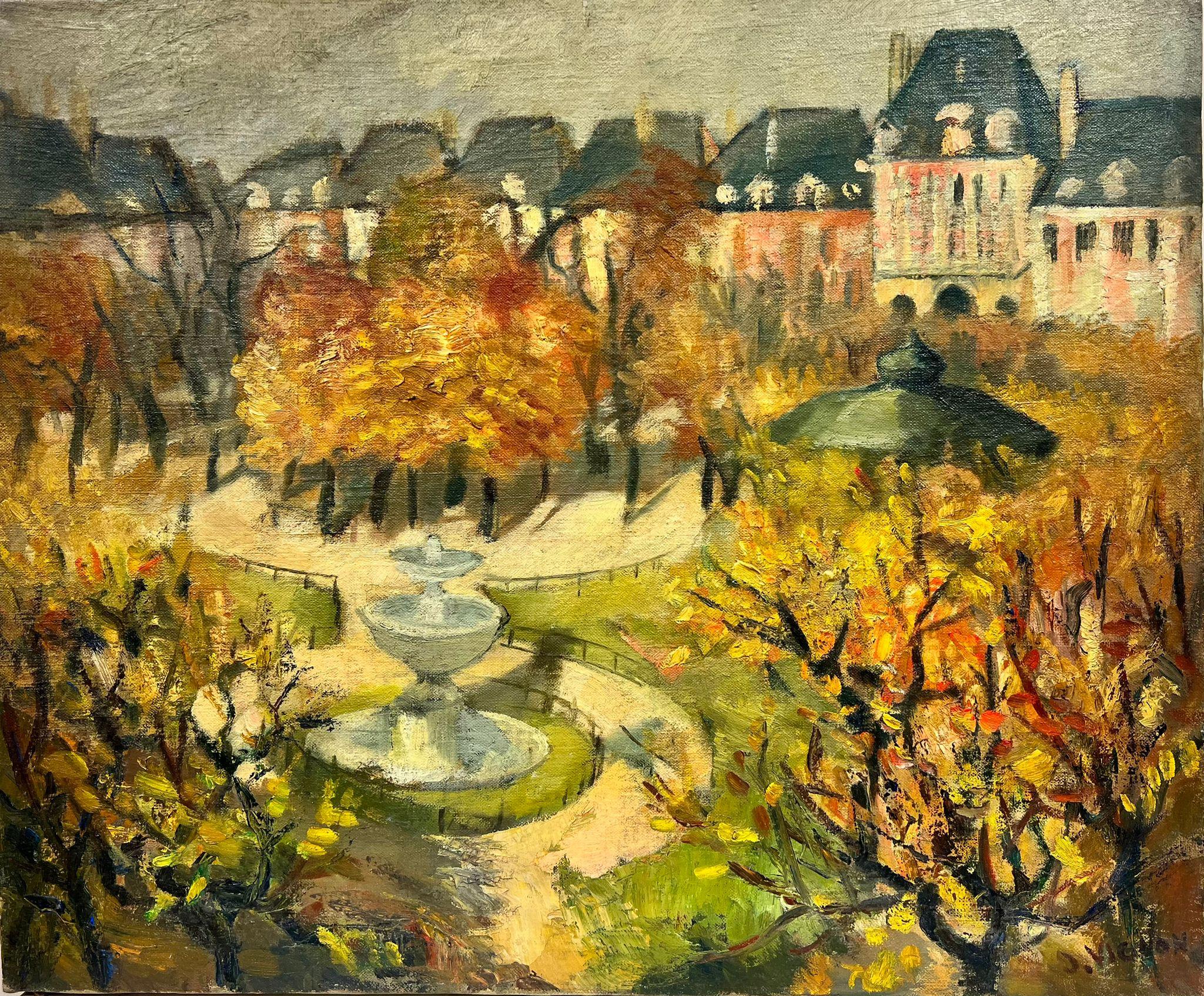 Josine Vignon Landscape Painting - Autumn At Le Maris Park Paris Landscape French Post Impressionist Signed Oil 