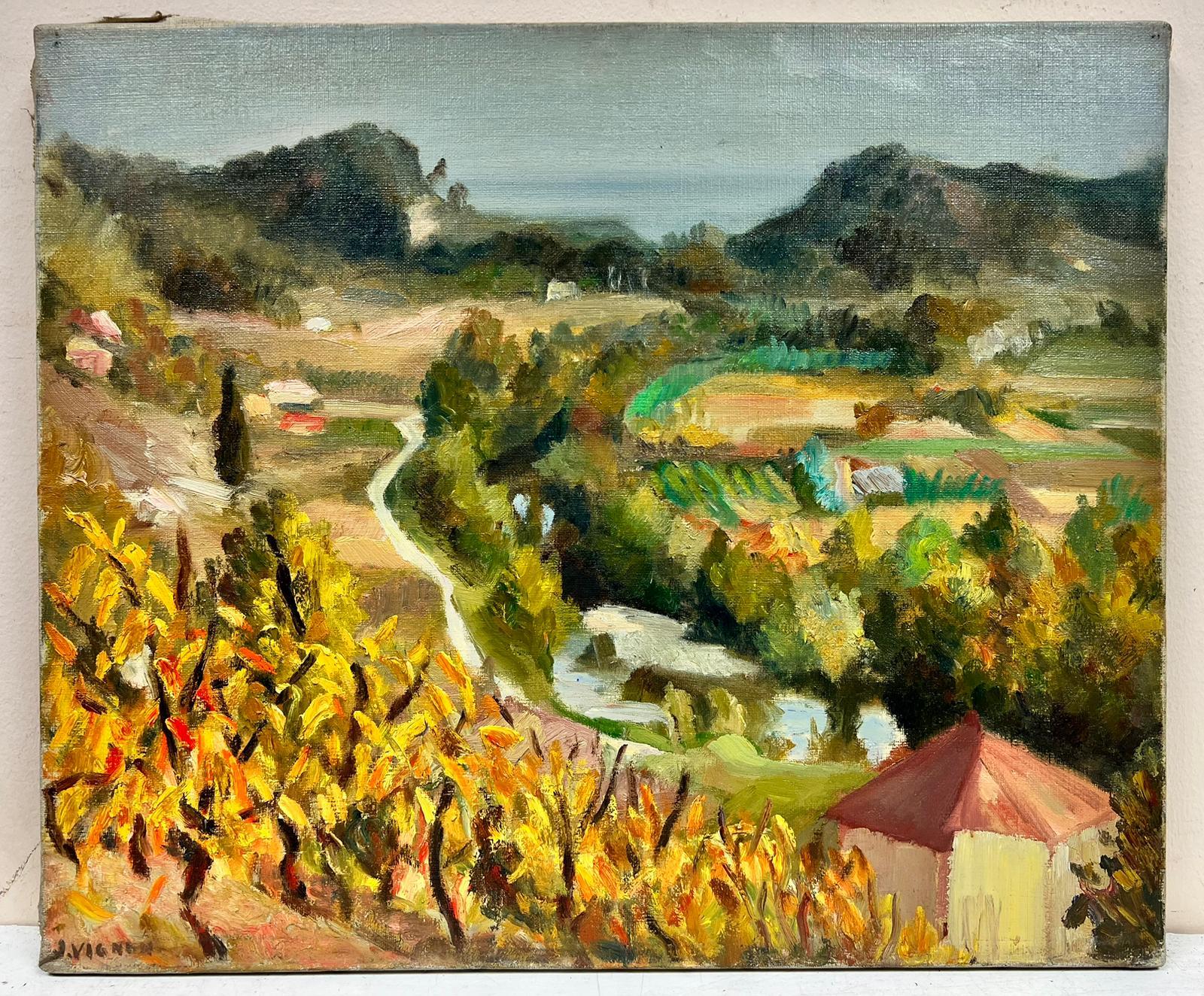Autumnal Cergnes Stream Landscape French Post Impressionist Signed Oil  - Painting by Josine Vignon
