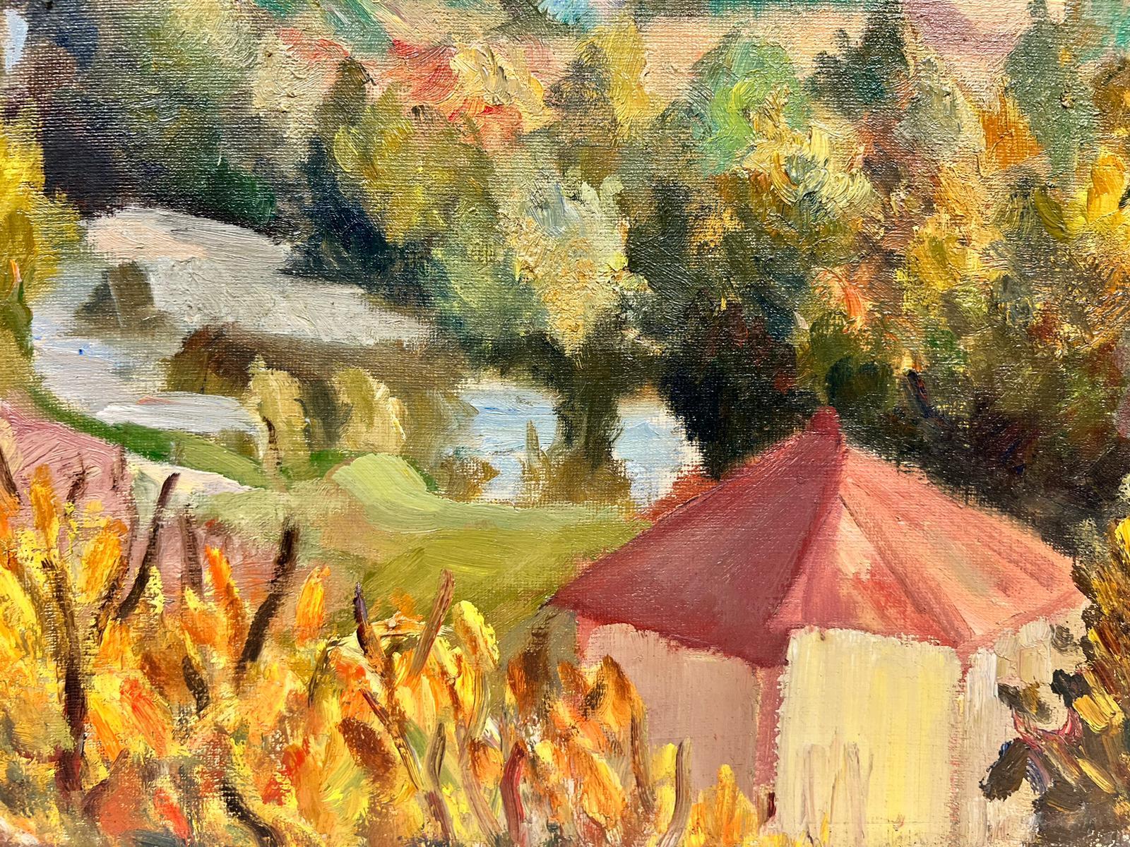 Autumnal Cergnes Stream Landscape French Post Impressionist Signed Oil  - Post-Impressionist Painting by Josine Vignon