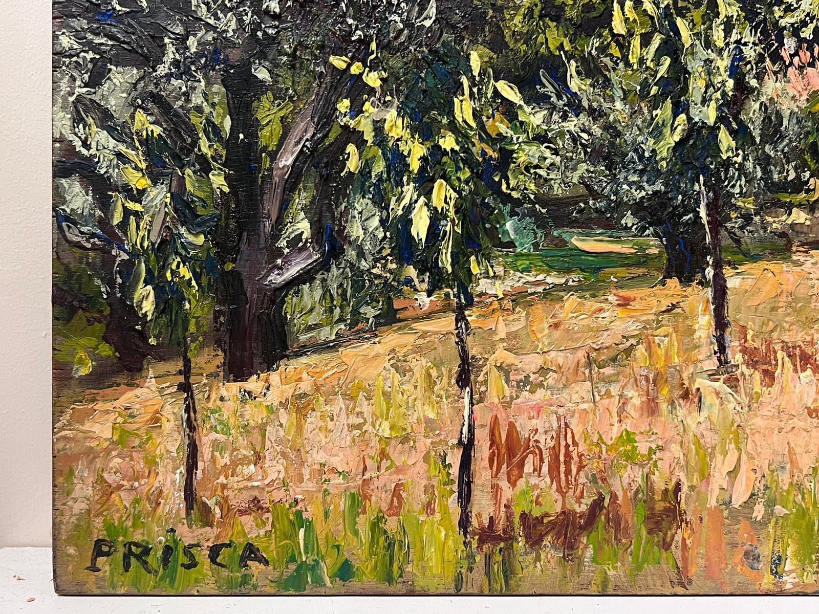 Bargemon Paisaje de pueblo provenzal Años 50 Óleo francés postimpresionista - Painting de Josine Vignon