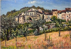 Bargemon Provencal Village Landscape 1950s French Post-Impressionist Oil 