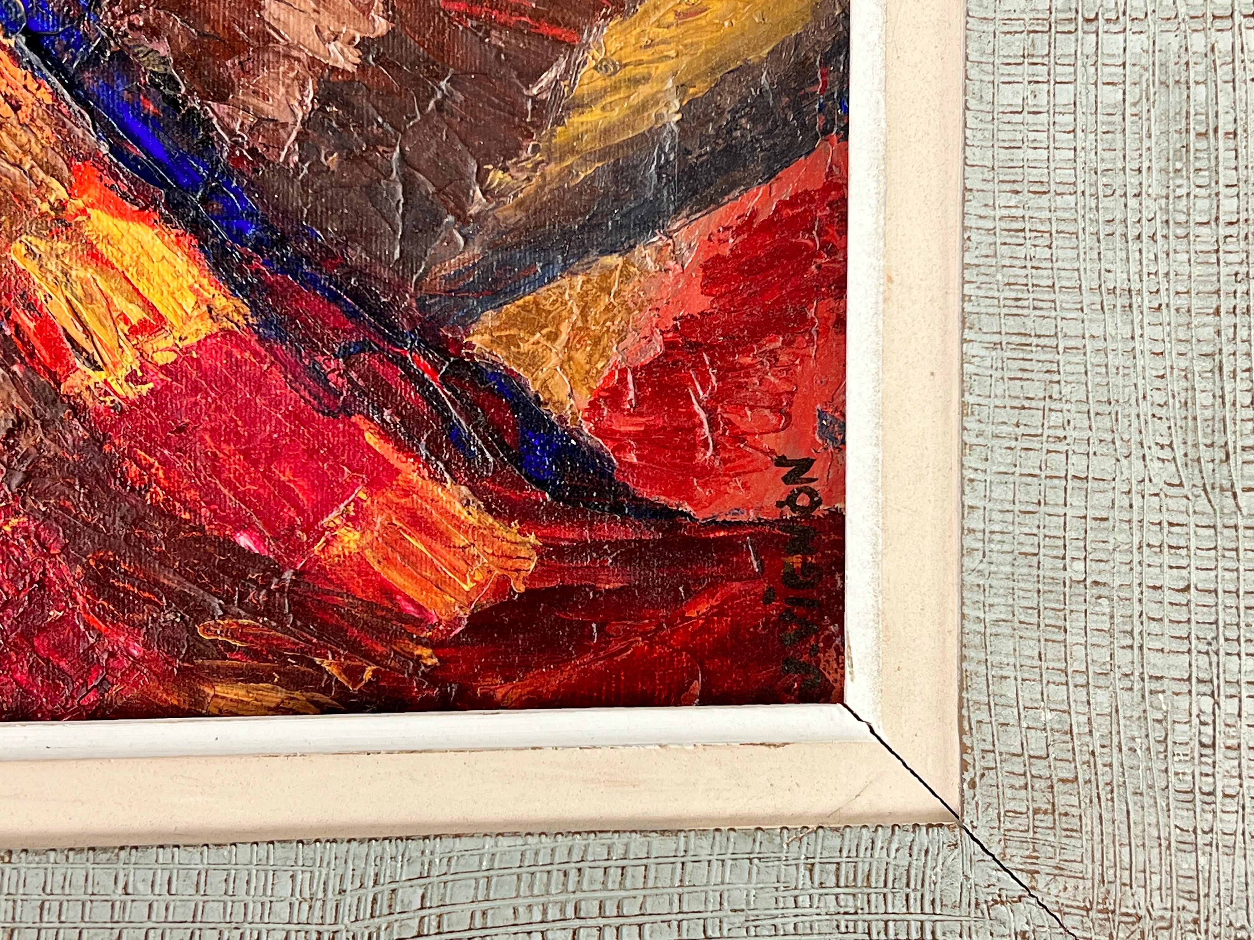 Magnifique huile post-impressionniste française des années 1960 « The Artists Studio Interior » en vente 1