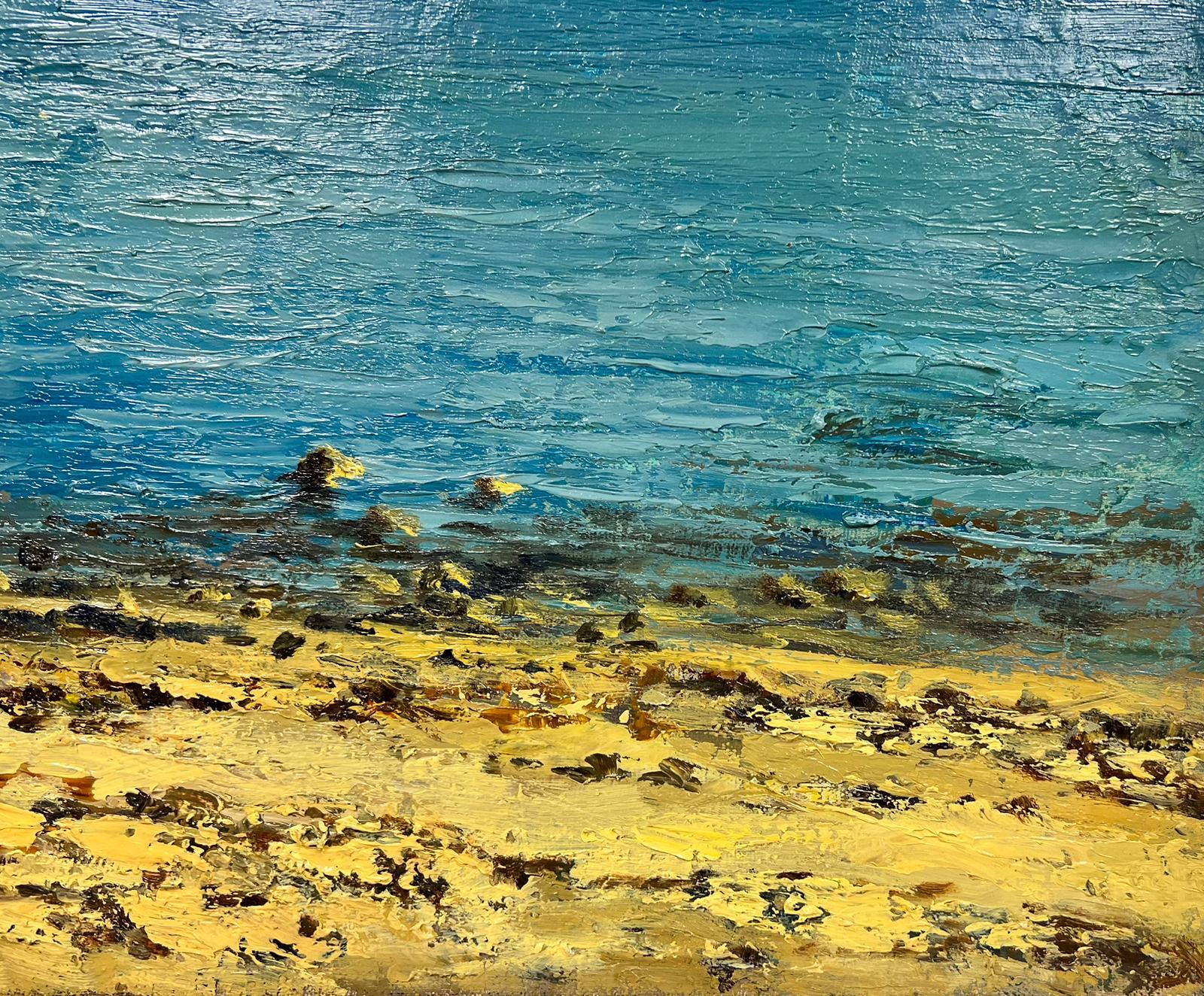 Les mers bleues de la cte sud de la Bretagne Post-impressionniste franaise  Huile signe  - Post-impressionnisme Painting par Josine Vignon