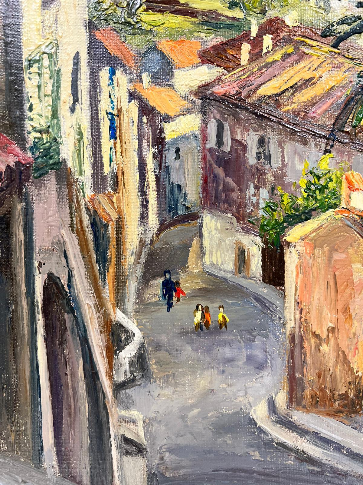 Cagnes Sur Mer French Exotic Town Post Impressionist Signed Thick Oil Impasto For Sale 1