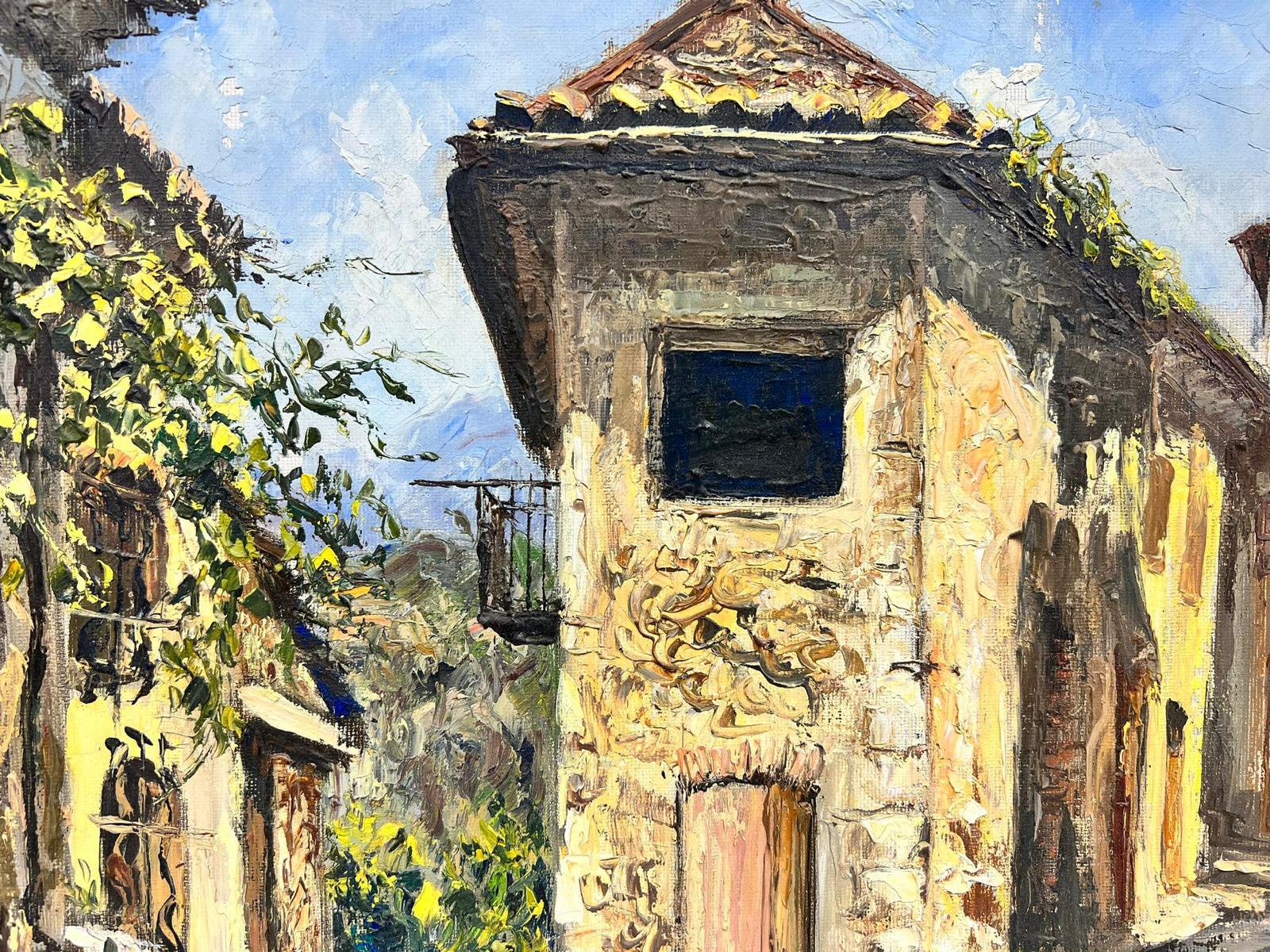 Cagnes Sur Mer French Old Stone Town Post Impressionist Signed Thick Oil Impasto - Post-Impressionist Painting by Josine Vignon