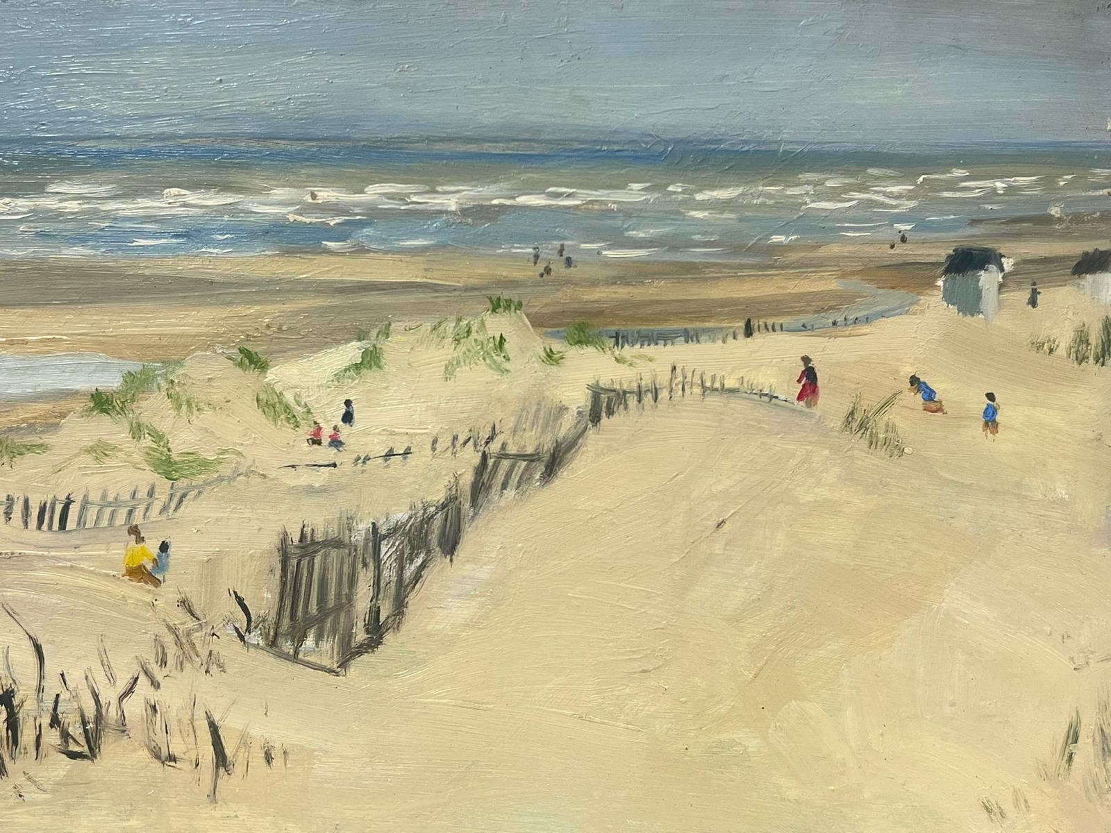French Coastal Beach Scene with Sand Dunes 20th Century French Oil Painting For Sale 2