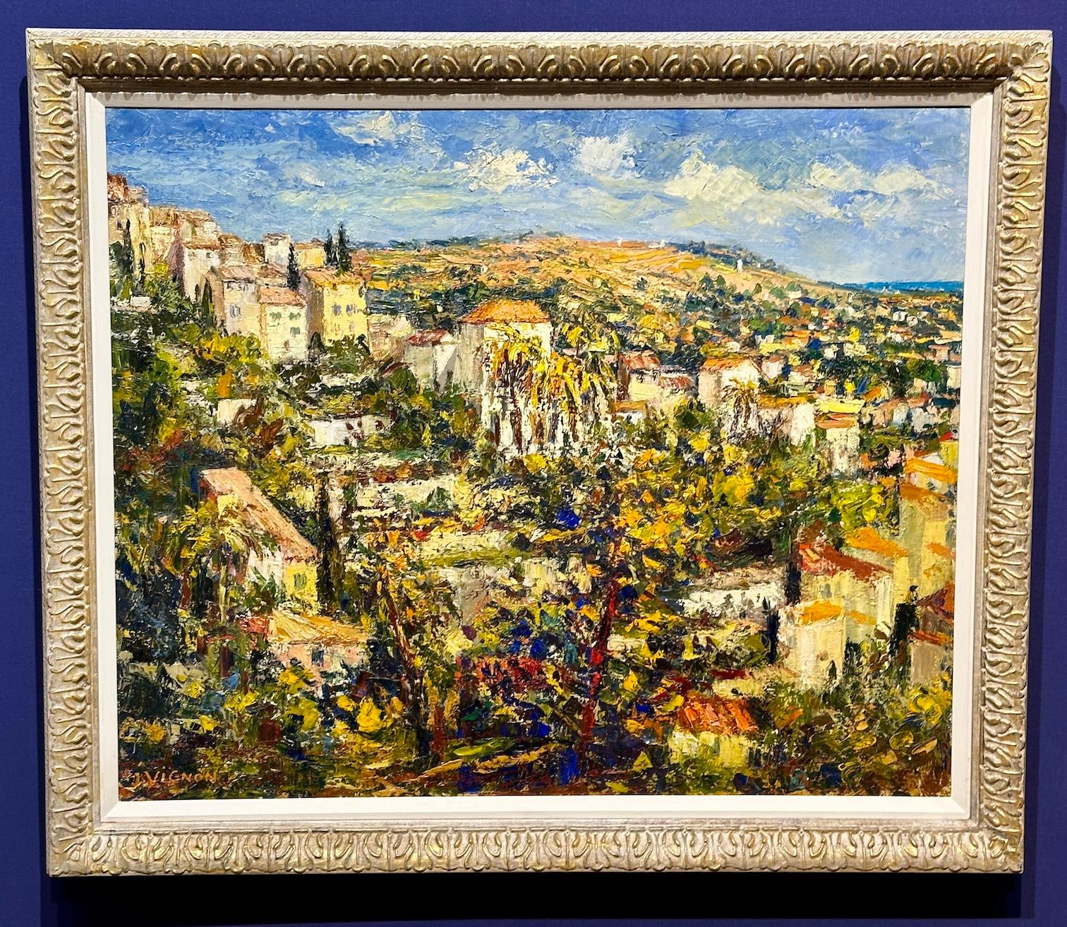Josine Vignon Landscape Painting - French Impressionist South of France Landscape with hill top Village