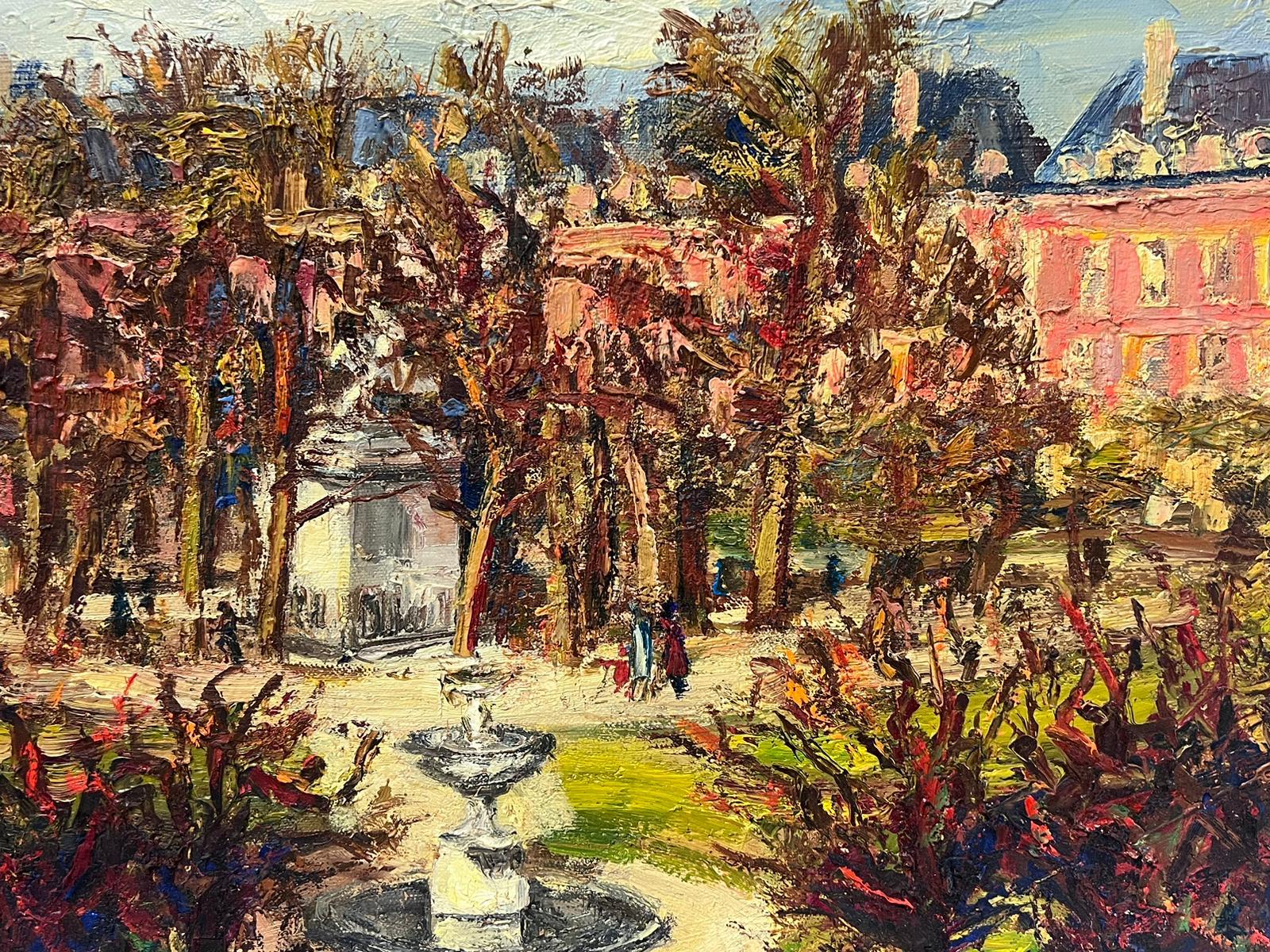 French Post Impressionist Oil Paris Square Place des Vosges? Signed Original For Sale 1