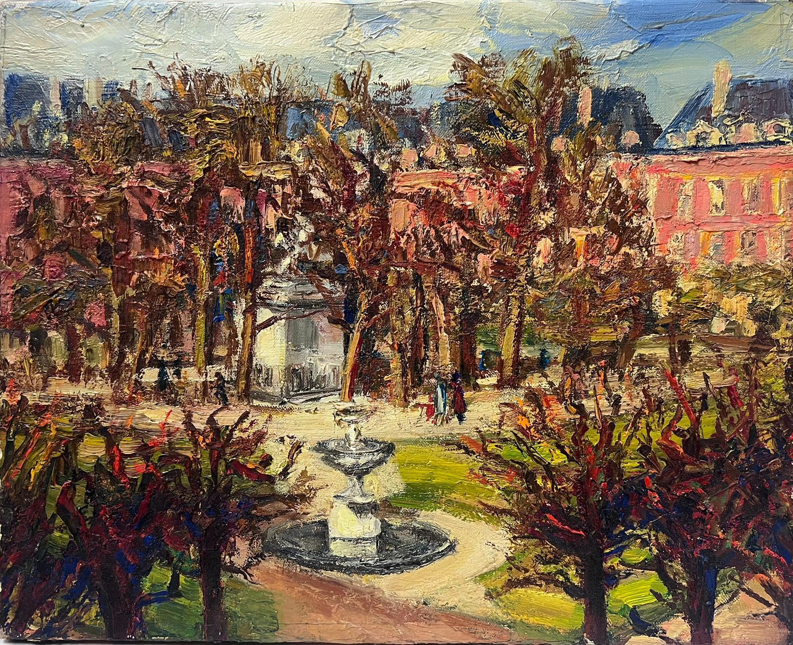 Josine Vignon Figurative Painting - French Post Impressionist Oil Paris Square Place des Vosges? Signed Original