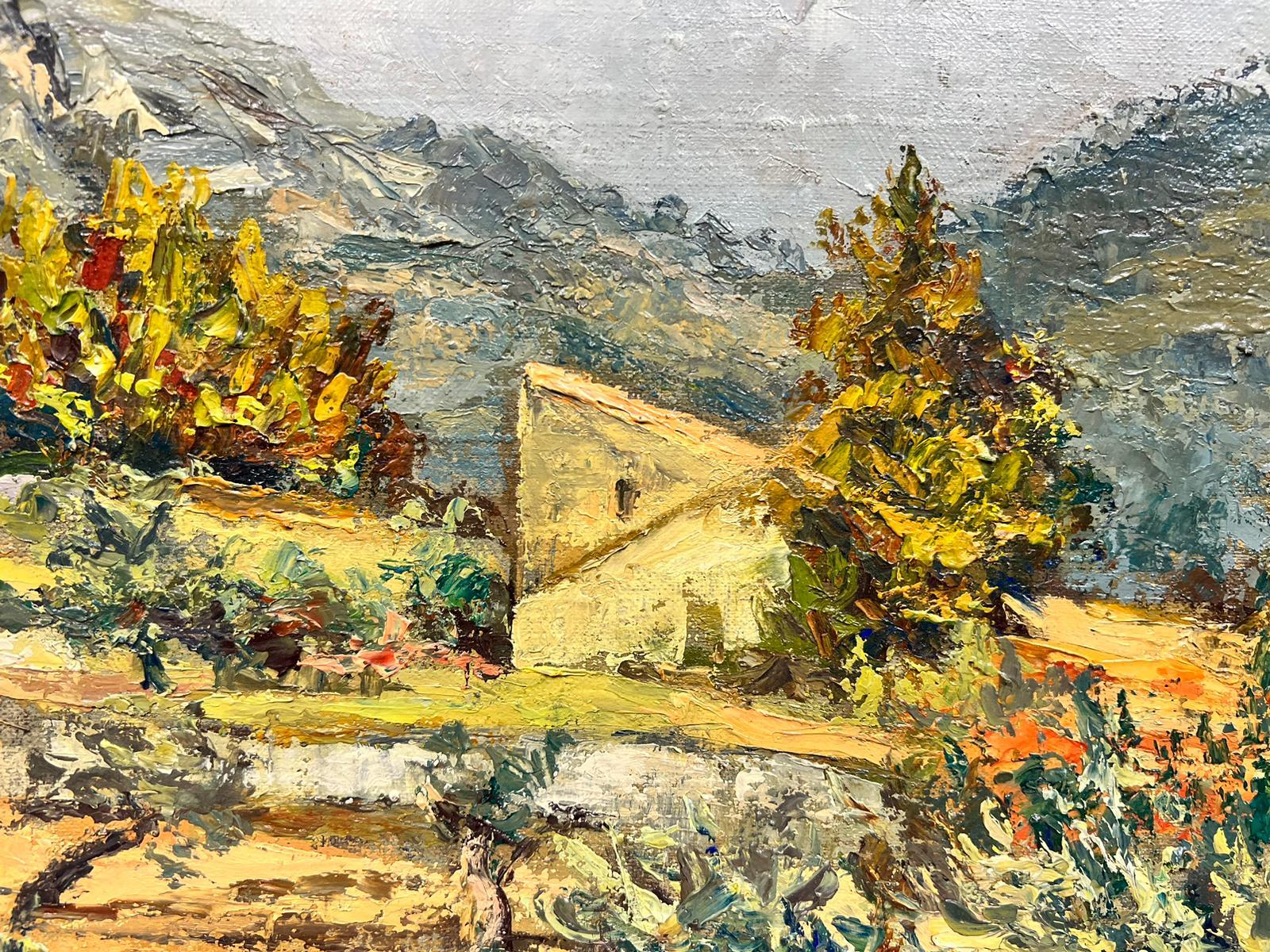 Provence Olive Groves
by Josine Vignon (French 1922-2022)
signed on front and back
oil painting on canvas, unframed

canvas: 15 x 18 inches

Colors: Green colors, black, brown, beige, grey and blue

Very good condition

Provenance: from the artists