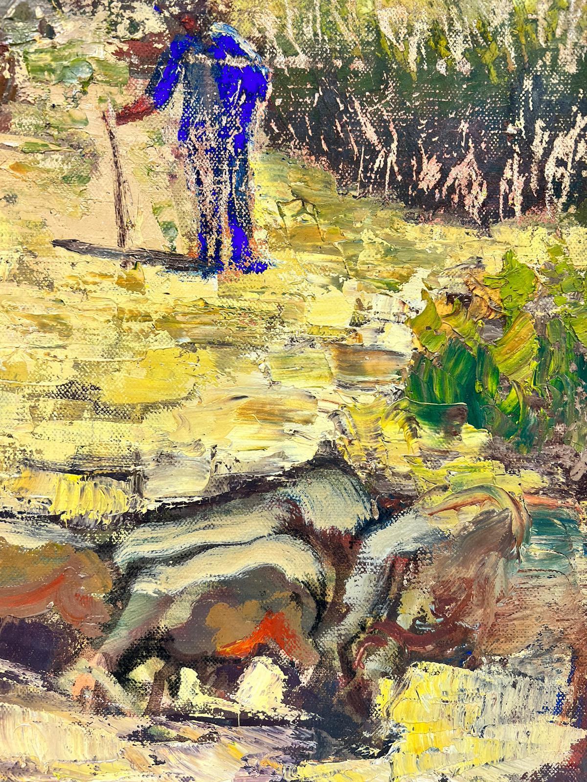 Hüten der Flotte von Tieren Französischer Impressionist Dickes Öl Impasto (Post-Impressionismus), Painting, von Josine Vignon