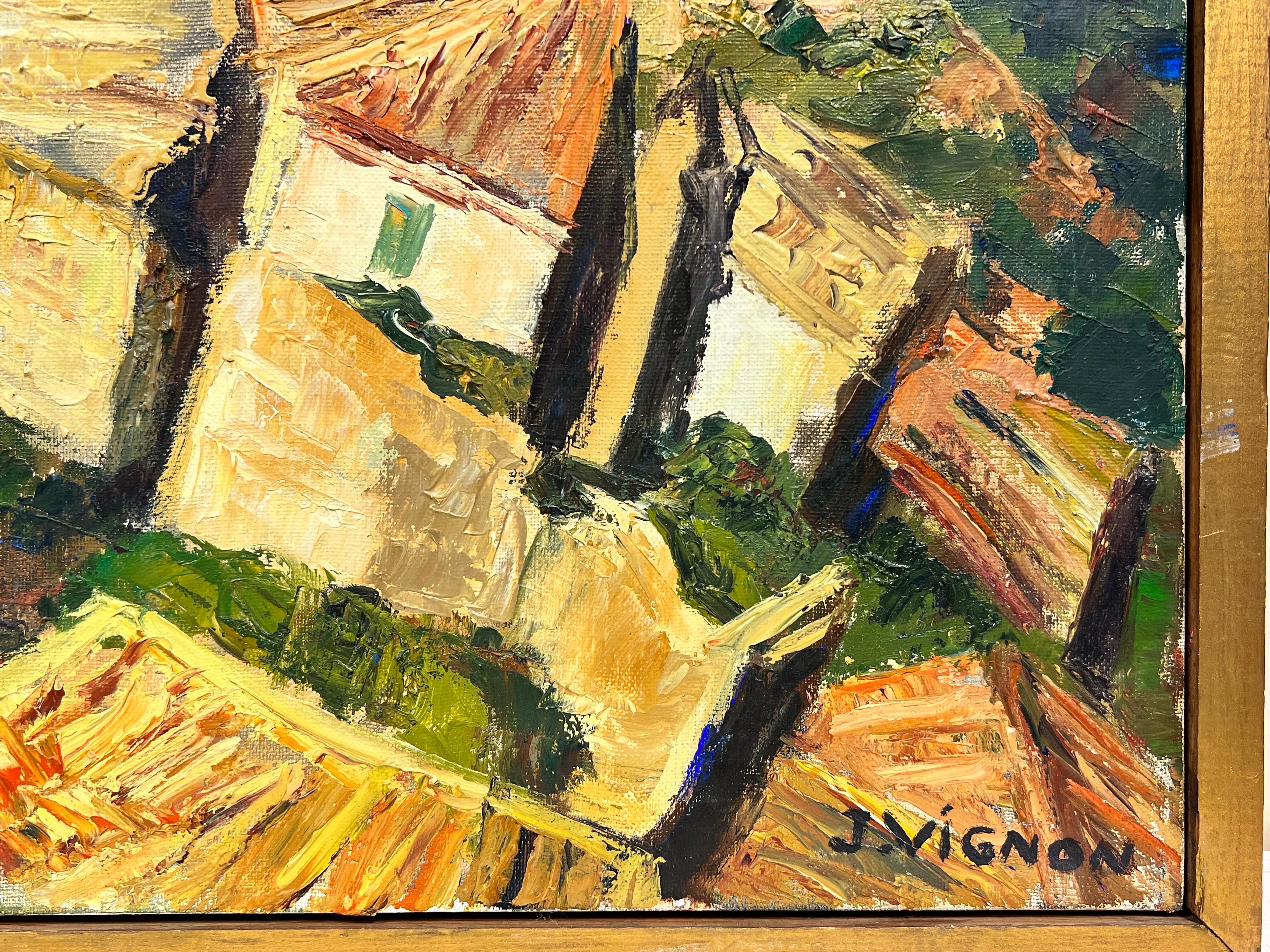 Huge 1960s Post Impressionist Oil Catalan Spanish Mountain Range Hilltop Village For Sale 2