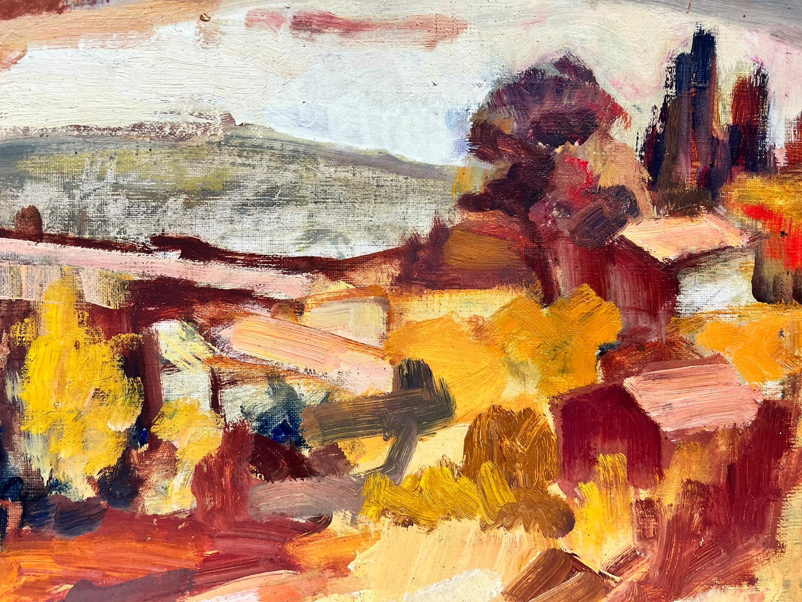 Huge French Post-Impressionist Signed Oil Southern France Catalan Landscape For Sale 3