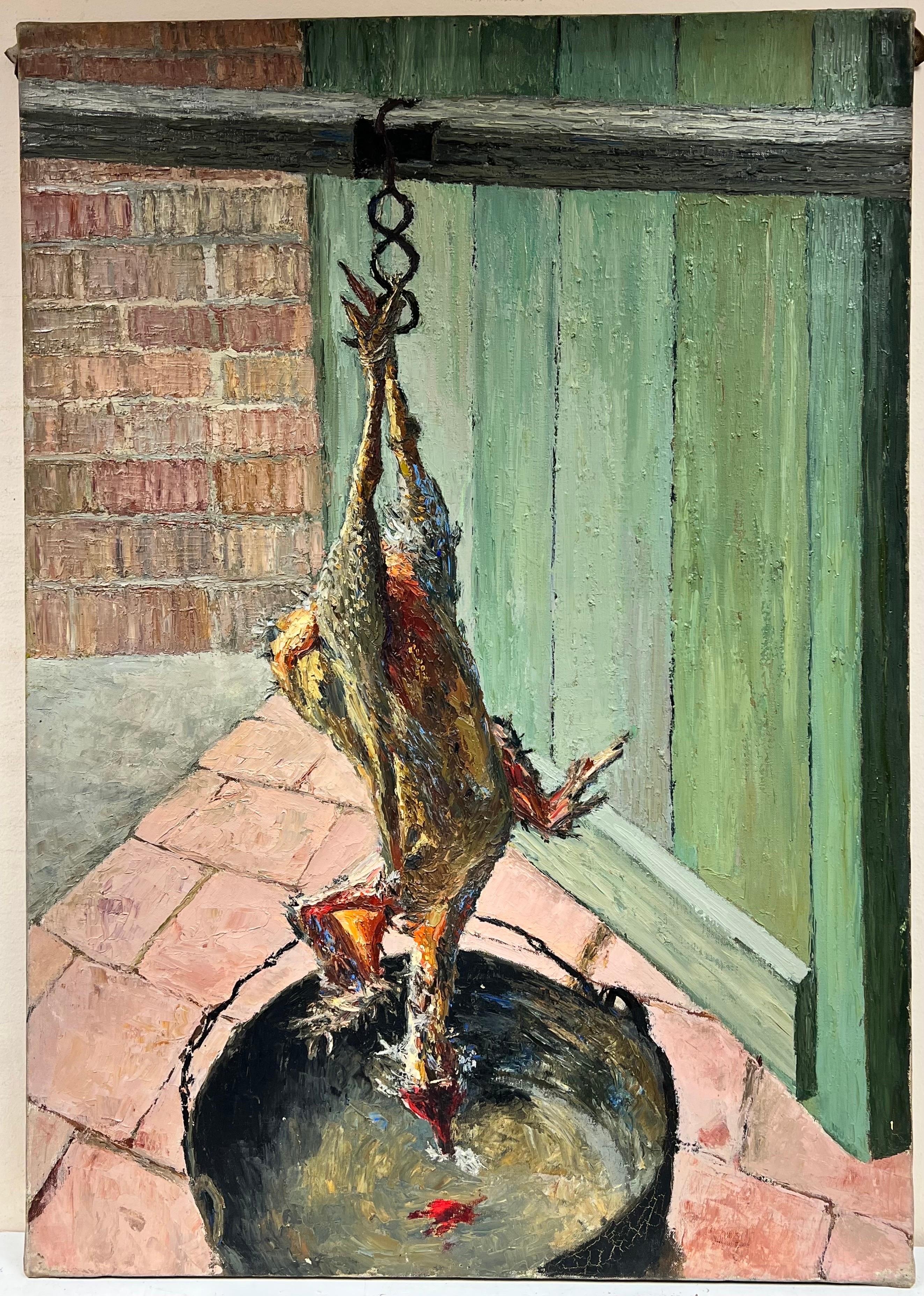 Riesige Mid Century Französisch Öl Stillleben Dead Game Bird – Painting von Josine Vignon