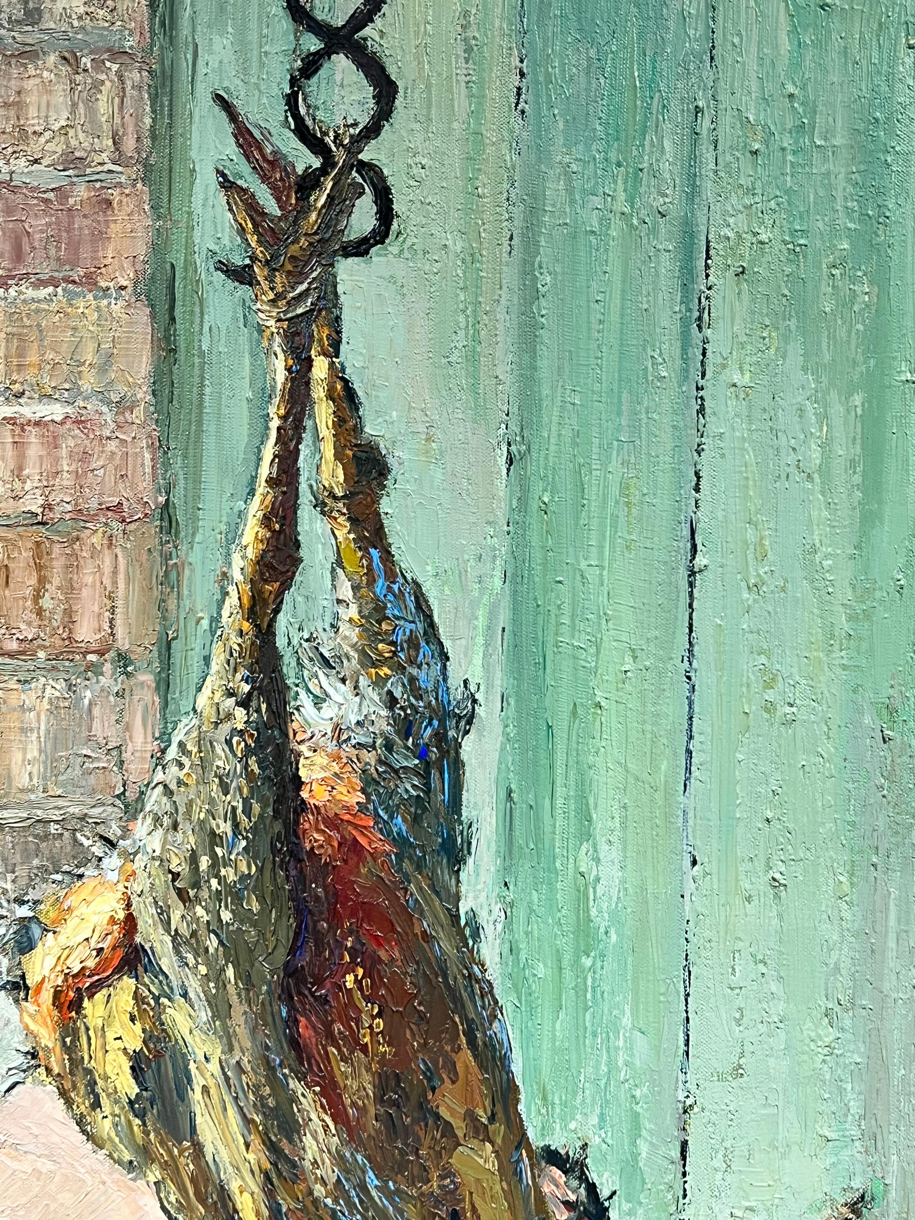 Riesige Mid Century Französisch Öl Stillleben Dead Game Bird (Post-Impressionismus), Painting, von Josine Vignon