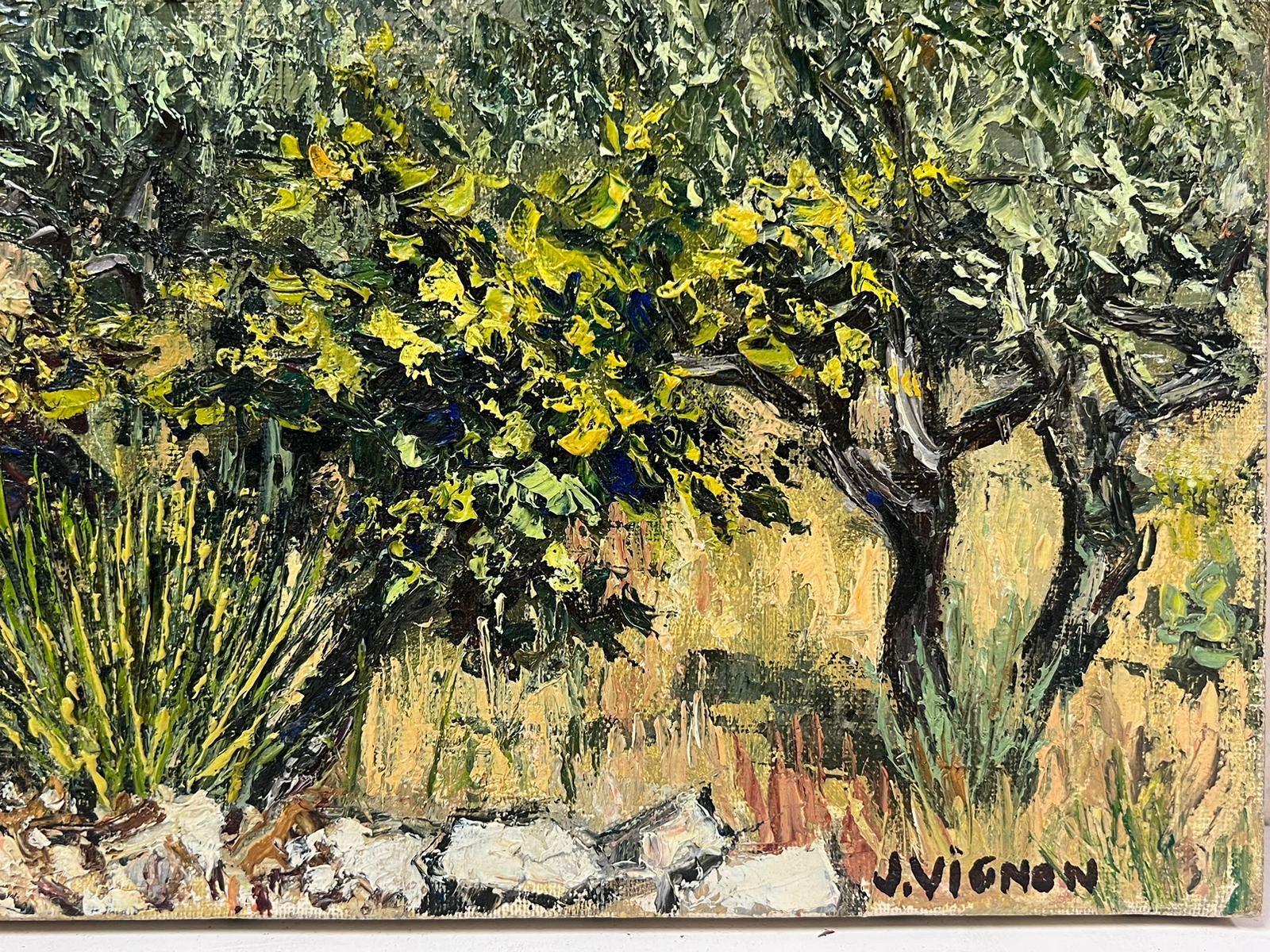 La Garrigue
by Josine Vignon (French 1922-2022) 
signed oil painting on canvas, unframed
canvas: 10.5 x 15.5 inches
inscribed verso
very good condition 
provenance: from the artists estate, France

Josine Vignon (1922-2022) was a French artist