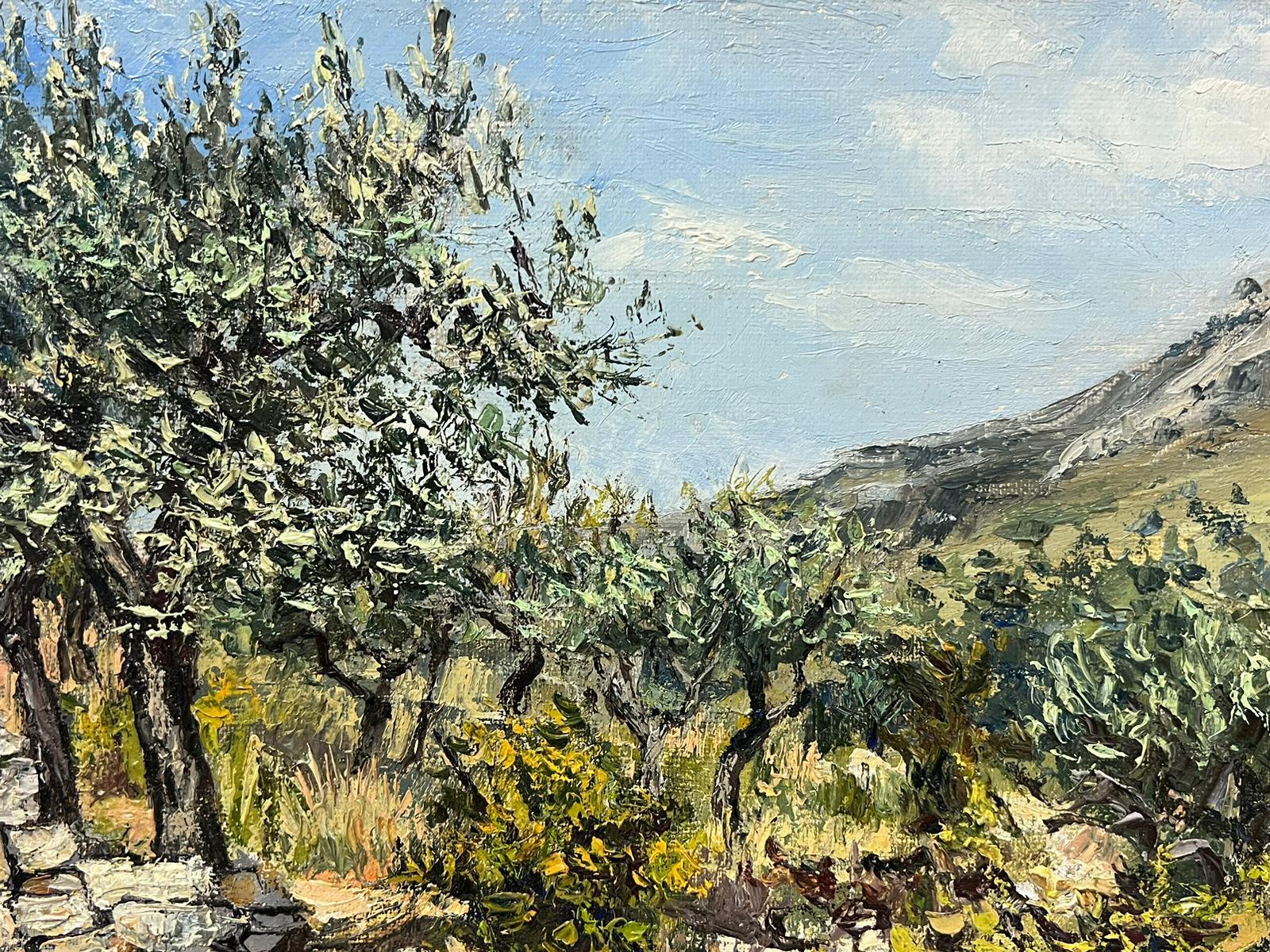 La Garrigue South of Provence Sunny Landscape 1960's French Oil Painting  For Sale 2