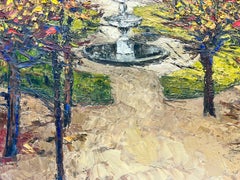 La Place des Vosges Paris Gardens 1960’s French Post Impressionist Signed Oil