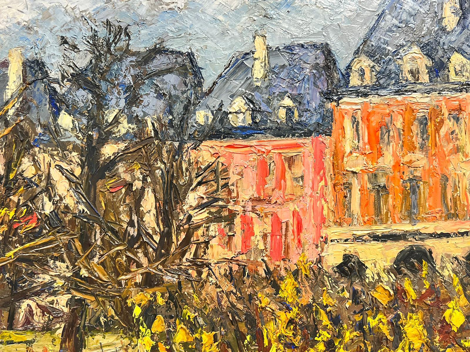 La Place des Vosges Paris Gardens 1960’s French Post Impressionist Signed Oil For Sale 1