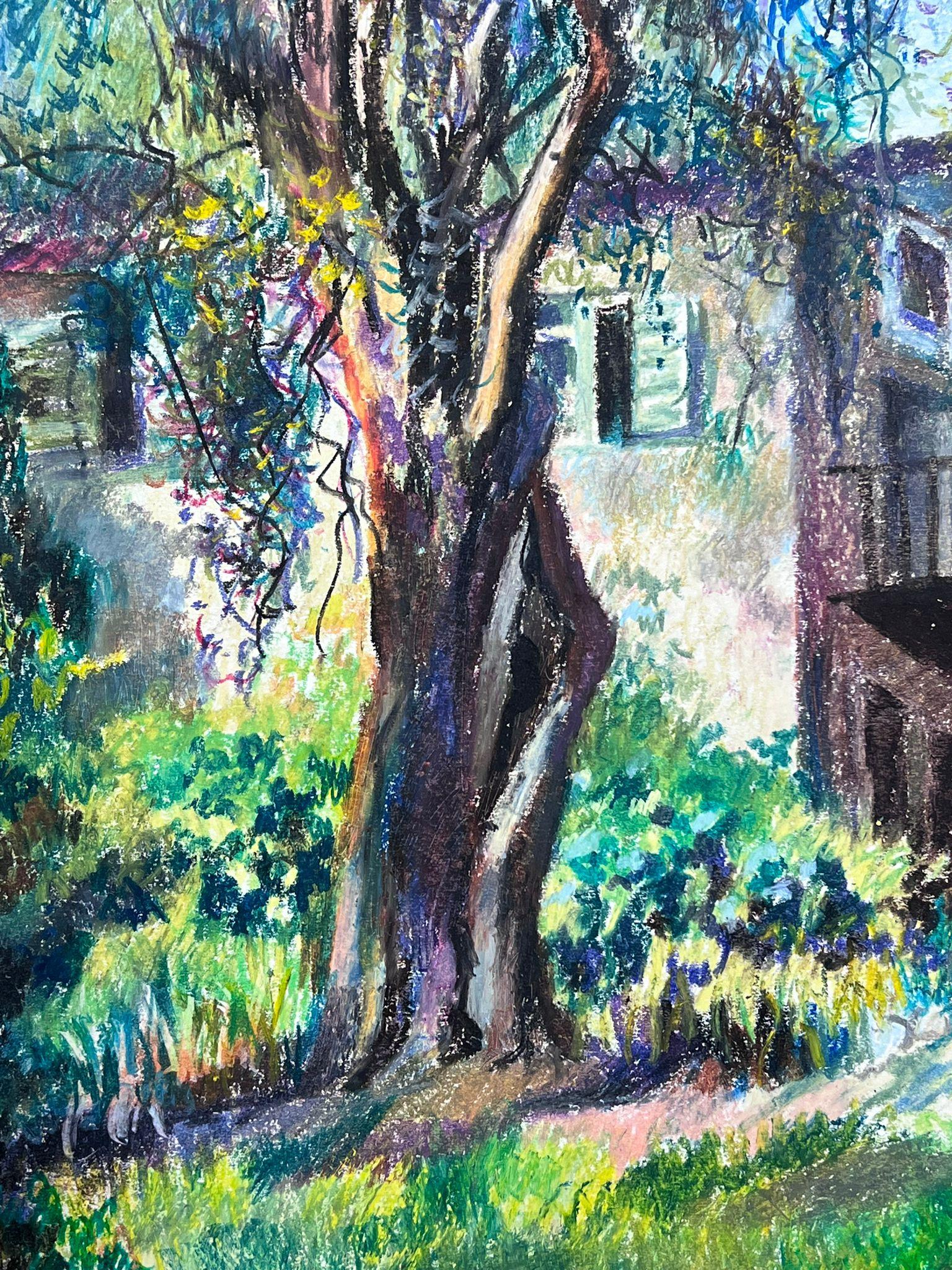 Grand château impressionniste français des années 1970 - Impressionnisme Painting par Josine Vignon